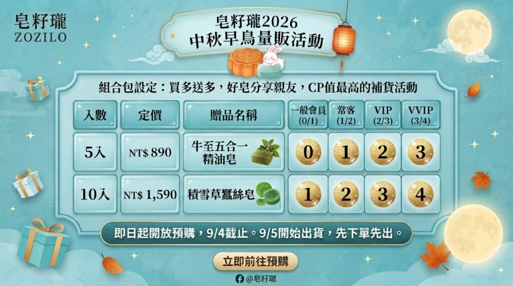 皂籽瓏早鳥優惠