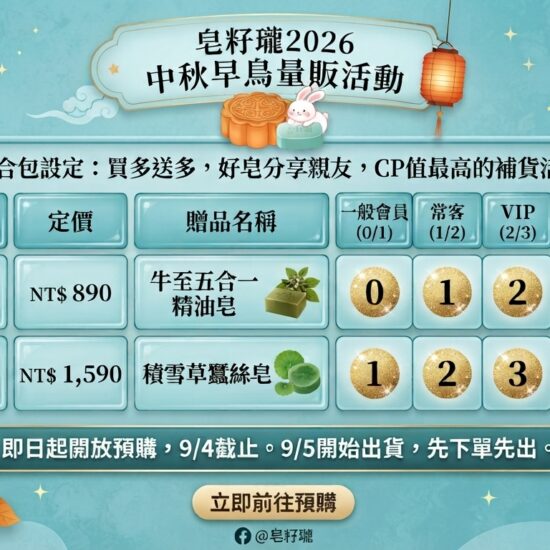 皂籽瓏早鳥優惠