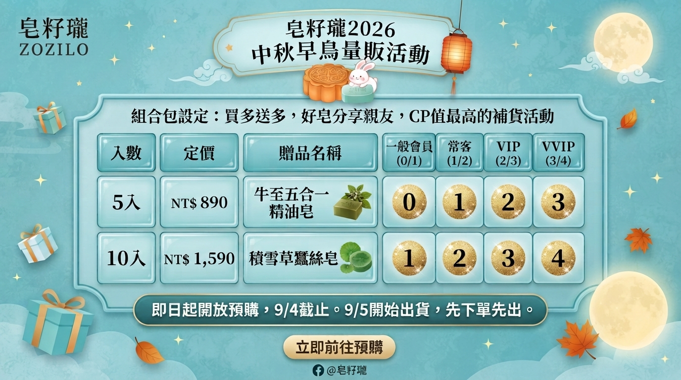 皂籽瓏早鳥優惠